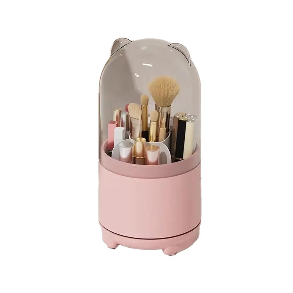 360-Degree Rotating Makeup Brush Holder with Dustproof Lid, Large Capacity Cosmetic Storage Organizer