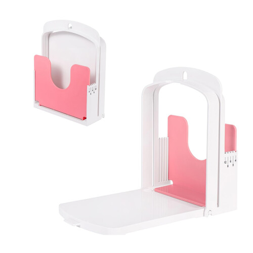 Adjustable Bread Slicer with Thickness Guide, Foldable SpaceSaving Design and WallMount Storage Hooks
