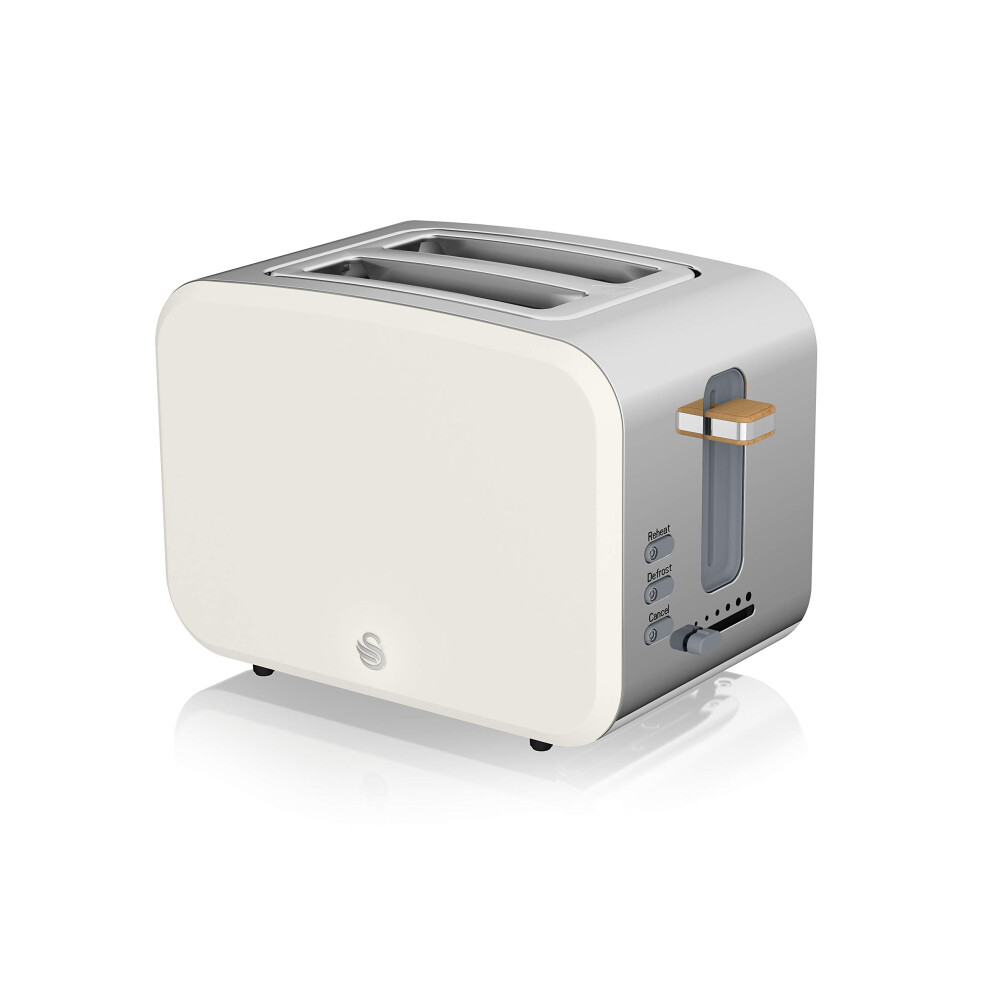 Swan St14610whtn Nordic 2-Slice Toaster With Defrost/Reheat/Cancel Functions, Cord Storage, 900W, White
