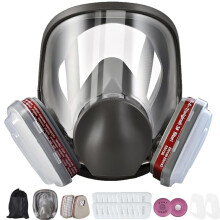 Reusable Full Face Respirator Mask,6800 GasMask with Filters 6001&2091, Bayonet Connection, Silicone Face Seal