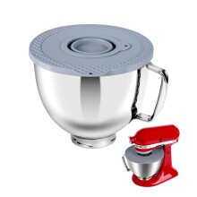 5 Quart Stainless Steel Mixer Bowl Set Compatible with Kitchen Aid 4.5-5 Quart Tilt-Head Stand Mixers (5 Quart Bowl?Grey Cover?