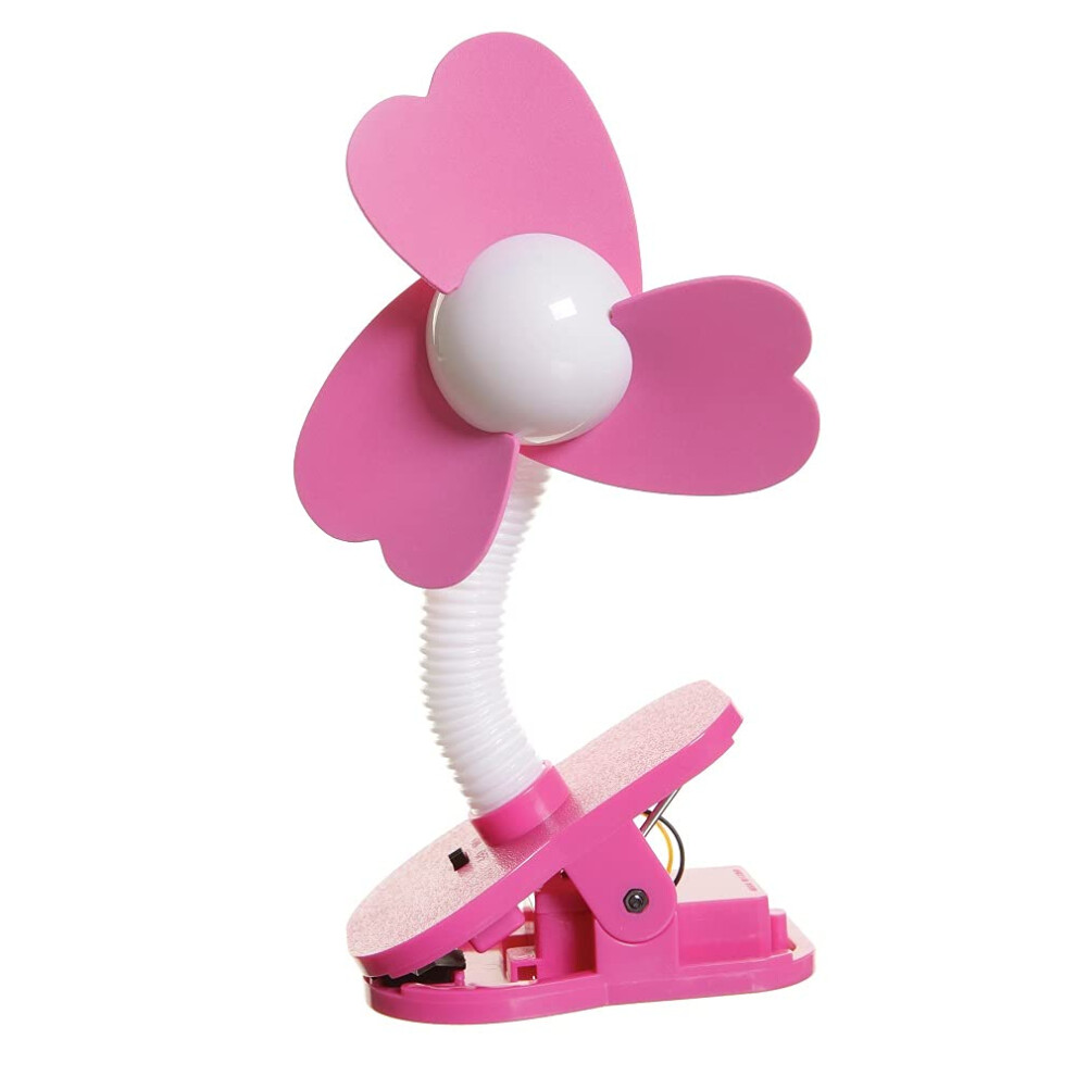 Strollerbuddy Universal Clip On Baby Stroller Fan - Soft Plastic Fins - With Flexible Neck & Sturdy Clip - Model G279 (Batteries Not Pink Dreambaby