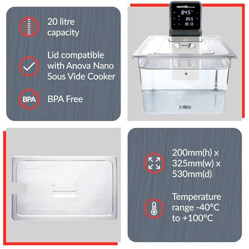 SousVideTools | Sous Vide Container | Water Tank | Anova Nano Cooker Compatible | 20L 2