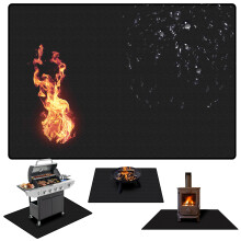PELLOR Fire Pit Mat 1800? Heat Proof 100 * 150 cm Thicken Protective Fireplace Mat for Decking, Grass, BBQ, Grill, Floor, Patio, Backyard, Camping
