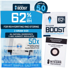 Integra Boost 62% RH Humidity Packs with 2-Way Humidity Control, Plant-Based, Salt-Free, 2 Gram, 50 Pack