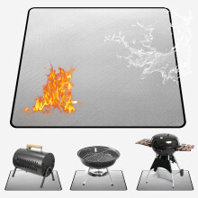 Fire Pit Mat for Decking 100x100cm ? Square Silver Double-Sided Fireproof & Heat Proof Mat, Oil-Resistant & Waterproof for Garden BBQ & Patio, Fire