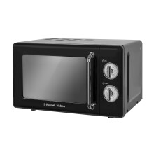 Russell Hobbs RHRETMM705B 17 L 700 W Black Compact Retro Solo Manual Microwave with 5 Power Levels, Timer, Defrost Setting, Easy Clean