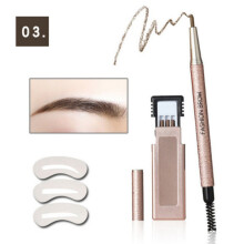 Waterproof Automatic Eyebrow Pencil Kit with Brush and Stencils Long Lasting Dual End 03#