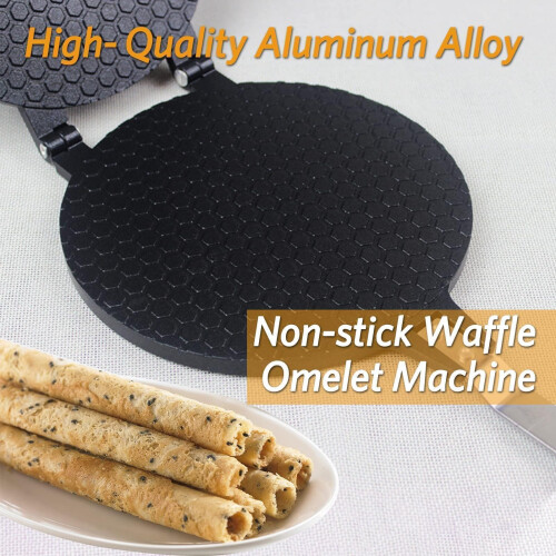 Waffle Cone Maker,Non Stick Egg Roll Waffle Ice Cream Cone Machine with Long Handle Aluminum Alloy Egg Roll Crepe Maker Machine Kitchen Baking Tool 2