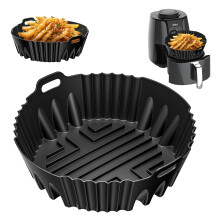 Round Air Fryer Liner for Ninja Air Fryer AF100uk 3.8L, Silicone Air Fryer Liner for Ninja AF160Uk Air Fryer, Air Fryer Accessories for 3.8L+ Circular