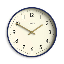 Jones Clocks? Studio wall clock | Modern round clock | 30cm | Dark navy blue | Easy to read numbers | Versatile design for kitchen, living room or