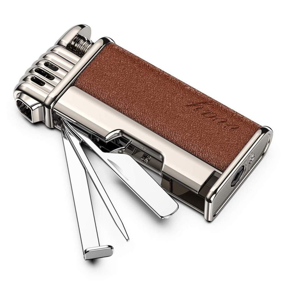 Vvay Tobacco Pipe Lighter For Smoking With Metal Tools Angled Soft Flame Butane Gas Refillable Gift For Men Smokers (Sold Without Gas)