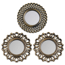 BONNYCO Wall Mirrors Pack of 3, Round Gold Mirrors for Living Room, Home Decor and Bedroom. Hanging Wall Decoration Hallway, Small Shabby Chic Home