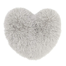 Catherine Lansfield Cuddly Heart Faux Fur 3D Cushion Silver