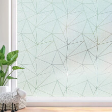 Beautysaid Window Film Privacy for Glass Windows, Frosted Window Film with Triangular Pattern, Anti-UV Static Cling without Glue for Home Bathroom