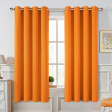 MIULEE Orange Curtains Eyelet 2 Panel Set 46 x 54 Inches, Premium Short Blackout Curtains for Small Windows, Thermal Insulated Window Curtain Drapes,