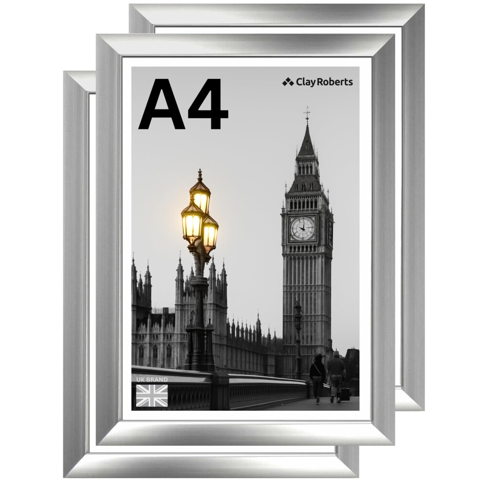 A4 Photo Frame, Pack Of 3, Picture Frame, Certificate, Art Print Poster, 21Cm X 29.7Cm, Frames, A4 Photo Collage Gallery Display Silver 5051123043691