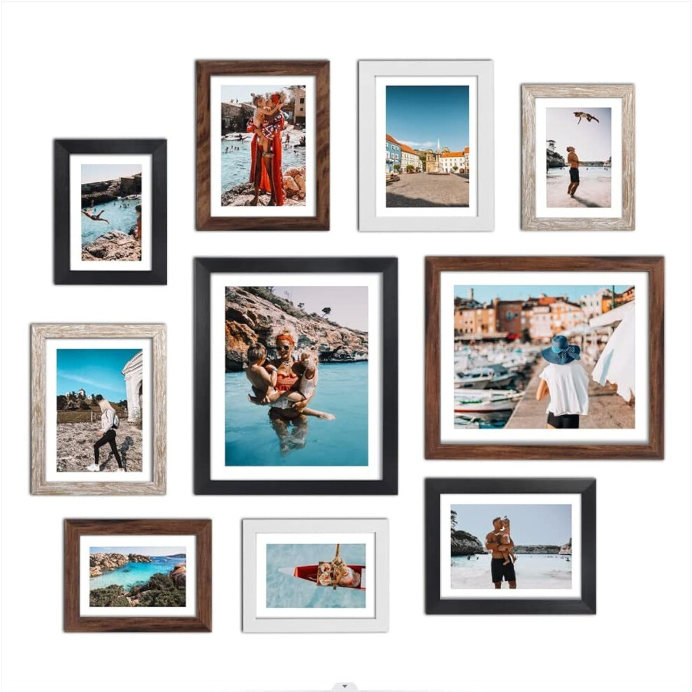 Giftgarden Multi Colors Picture Frames With Mat For Multiple Sizes Photos, Four 4X6, Four 5X7, Two 8X10, Assorted Gallery Photo Frame Collage For Wall 5051223041634