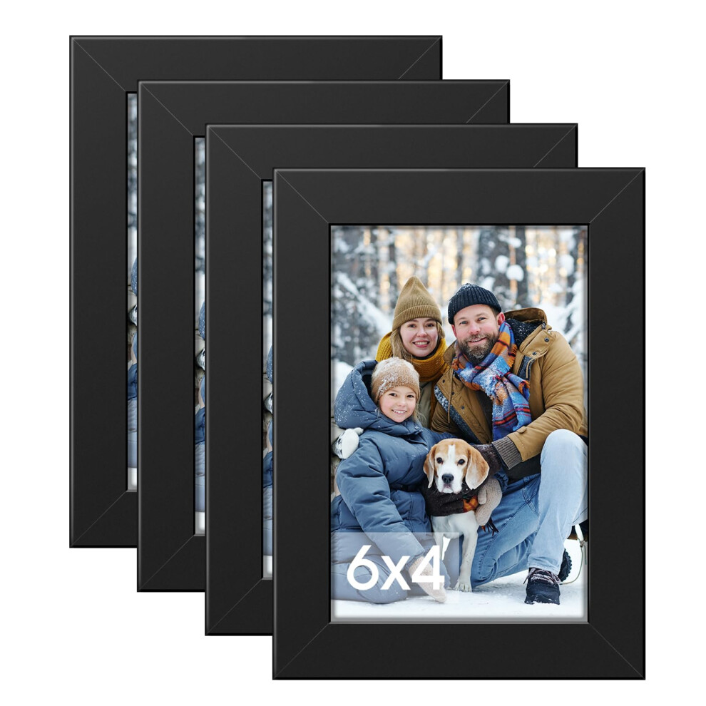 Dmsell 4 Pack Photo Frame 6X4, 6X4 Picture Frame For Tabletop Display And Wall Decoration Black 5051223043362