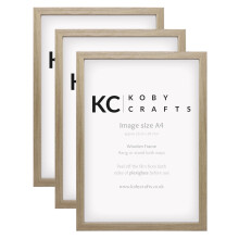 Koby Crafts Pack of 3 Wood Effect Picture Frames for A4 Images 21x29.7cm | Wooden Photo Frames | Tabletop or Wall Mount, Free Stand or Hang