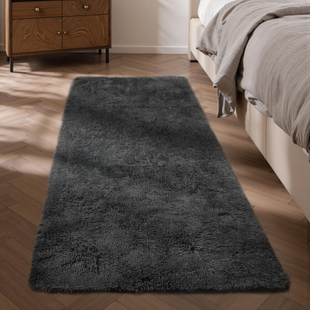 Rugs Living Room 60X120cm, Runner Rug For Bedroom, Washable Anti Slip Fluffy Rug Shaggy Soft Modern Floor Carpets Mat Beside Rugs For Grey Sour Lemon