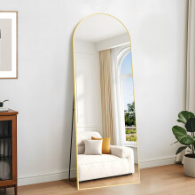KOCUUY Arched Full Length Mirror, 165 x 60 cm Wall Mirrors, Gold Standing or Leaning Full Body Mirror with Aluminum Alloy Frame, Suitable for