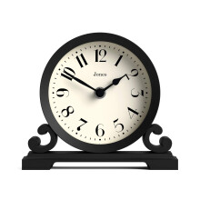 Jones Clocks? Saloon mantel clock | Traditional double scroll design | Black | Contemporary classic style for desk, table, shelf or bedside