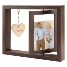 6 Inch Double-Sided Photo Frame, Wooden Picture Frame with 360?Rotation, Anniversary Birthday Wedding Gifts for Her, Him, Wife Husband Couple,Tabletop