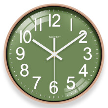 TAHEAT Wall Clock, Silent Green & Gold Unusual Modern Decorative Clock for Kitchen Living Room Bedroom Office School, 10 Inch
