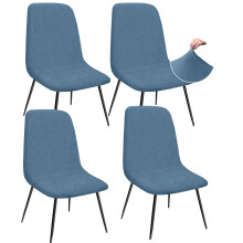 Granbest Jacquard Thickened Elastic Dining Chair Covers, Low Back Chair Slipcovers for Hotel, Banquet, Wedding, Party Decoration (Set of 4, Azure