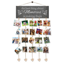 Zamety Hanging Photo Display, Photo String with Clips, Collage Picture Frames with Small 20 Wooden Clips, 6 Ropes and 5 Heart-shaped Decorations,