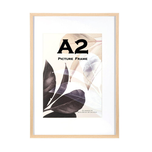 Scholar Tree Natural A2 (42x59.4cm) Wooden Picture Frames, Wall Mountable, A2 with Mount for A3 Frame