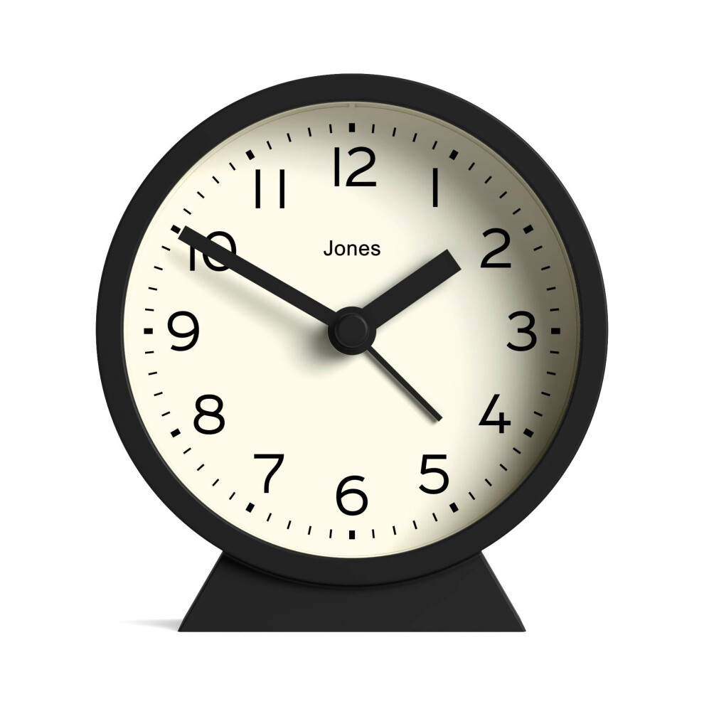 Jones Clocks? Midnight Mini Alarm Clock | Contemporary Design | | Stylish, Compact And Functional For Bedside, Desk Or Shelf Black Jones Clocks