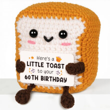 60th Birthday Gifts for Women Men, Handmade Emotional Support Crochet Toast 60th Birthday Decorations for Her Him, 60 Years Old Gifts for Mum Dad