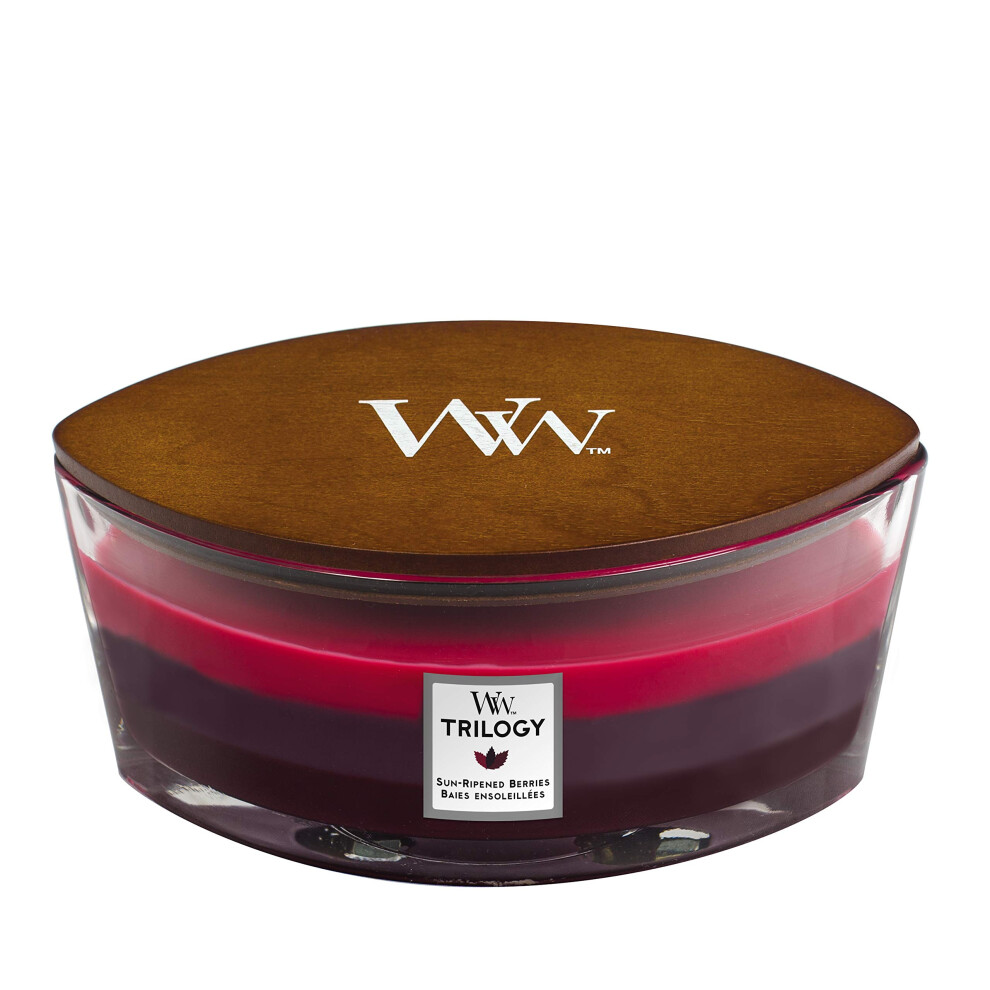 Woodwick Ellipse Trilogy Scented Candle | Sun Ripened Berries | With Crackling Wick | Burn Time: Up To 50 Hours