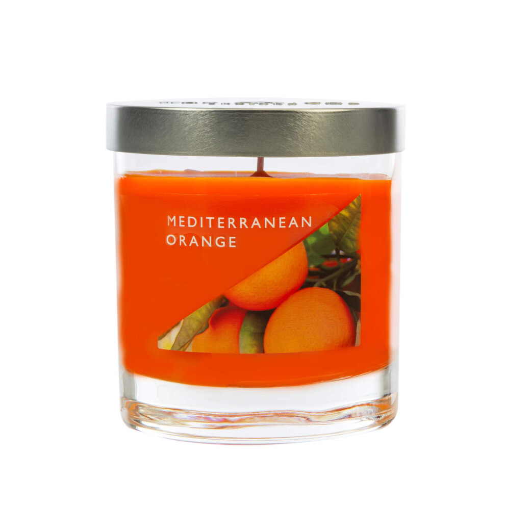 Wax Lyrical Medium Wax Fill Candle Mediterranean Burn Time Approx 50 Hours Jar, Orange/Silver