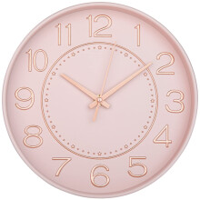 HZDHCLH Wall Clock 10 Inch Silent Non Ticking Clock Round Wall Decor?Wall Clocks for Living Room Kitchen Office (Pink Gold)