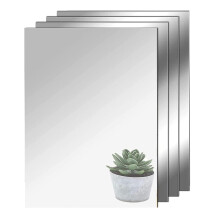 TSKDKIT 4Pcs Self Adhesive Mirrors Sheets A4 Thickened Acrylic Mirror Tiles Adhesive 2mm Stick on Wall Mirror Large High Clear Mirror for Bathroom,