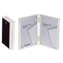 2.5 x 3.5-inch Silver Thin Edge DOUBLE PORTRAIT Photo Frames with hooks, can stand and hang - Velveteen Backing - Tarnish Resistant (2.5 x 3.5-inch)