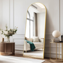 COFENY Arch Full Length Mirror, 161 x 52 cm Gold Full Body Mirror with Aluminum Frame, Wall Mirrors Standing Leaning or Hanging, Floor Mirrors for