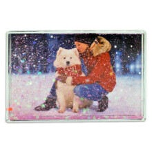 Glitter Photo Frame, Acrylic Picture Frame holds 10 x 15 cm (4 x 6 inch) Clear Frameless Desktop Photo Block with Confetti (Pink) - Ideal Personalised