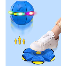 Light Blue Flying Saucer Ball with 6 LED Lights, Deformation & Throw Toy
