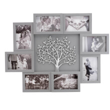 Family Tree Wall Hanging Collage Photo Frame with 6 Picture Holders by Thetford Design (Grey and Silver)
