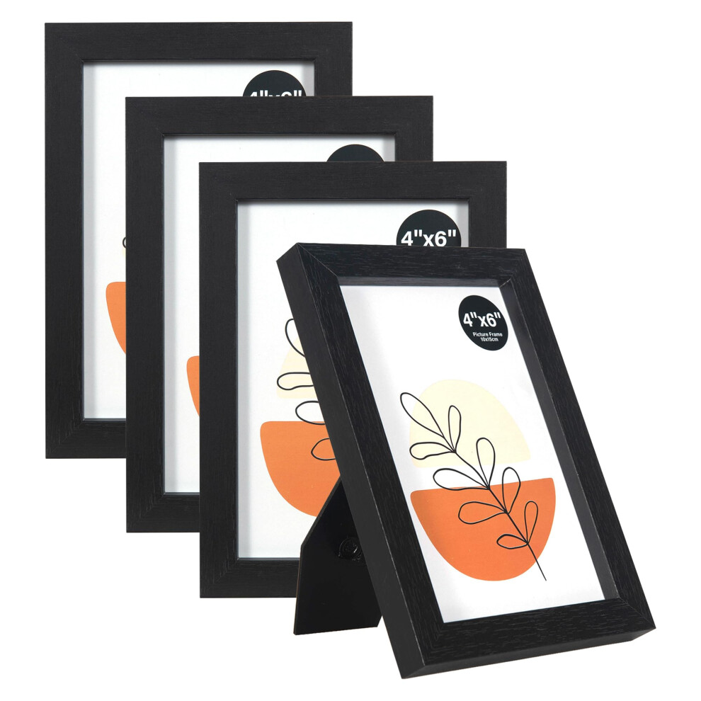 Photos - Photo Frame / Album KAIWIN Black 6x4 Inch Picture Frames Set of 4, with Acrylic Glass for Table Top Display and Wall Mounting Photo Frame
