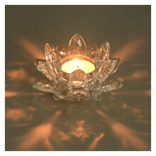YoHyien Crystal Tea Light Holder, Lotus Flower Candle Holder, Crystal Votive Candle Holder, Clear Glass Tealight Holder for Christmas Decoration,