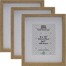 8 x 10'' Wooden Picture Frame Set of 3 with acid free mount for 5 x 7'', 8 x 10'' gallery Wooden Photo Frames 3 pack, 5 x 7'' Boxed Picture Frame for