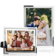 2 Pack 8x6 Photo Frame,8x6 Glass Photo Frames, Glass Picture Frame for Wedding Family Landscape Portrait Photos and Home Decoration