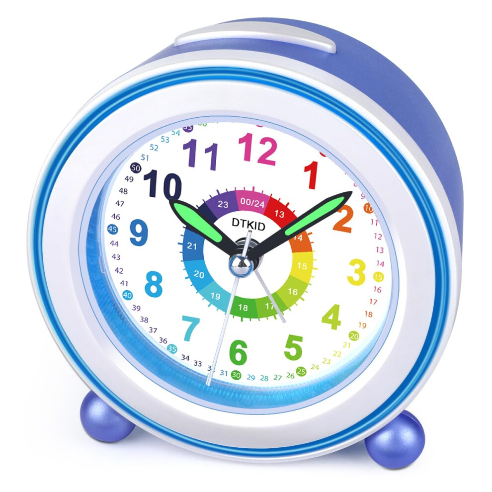 Analogue Kids Alarm Clock, Silent No Tick With Nightlight Snooze Battery Powered For Bedrooms Dtkid
