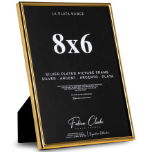 Gold Photo Frame Picture Frame Plain Metal Golden Finish and Tarnish Protected for Wedding Picture or Family Photos (8x6)