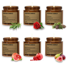 6 Pack Scented Candles Gifts for Women,3.5 Oz Amber Candles Set, 150 Hours Long Burning Soy Wax Candles Jar Aromatherapy Candles for Stress Relief,